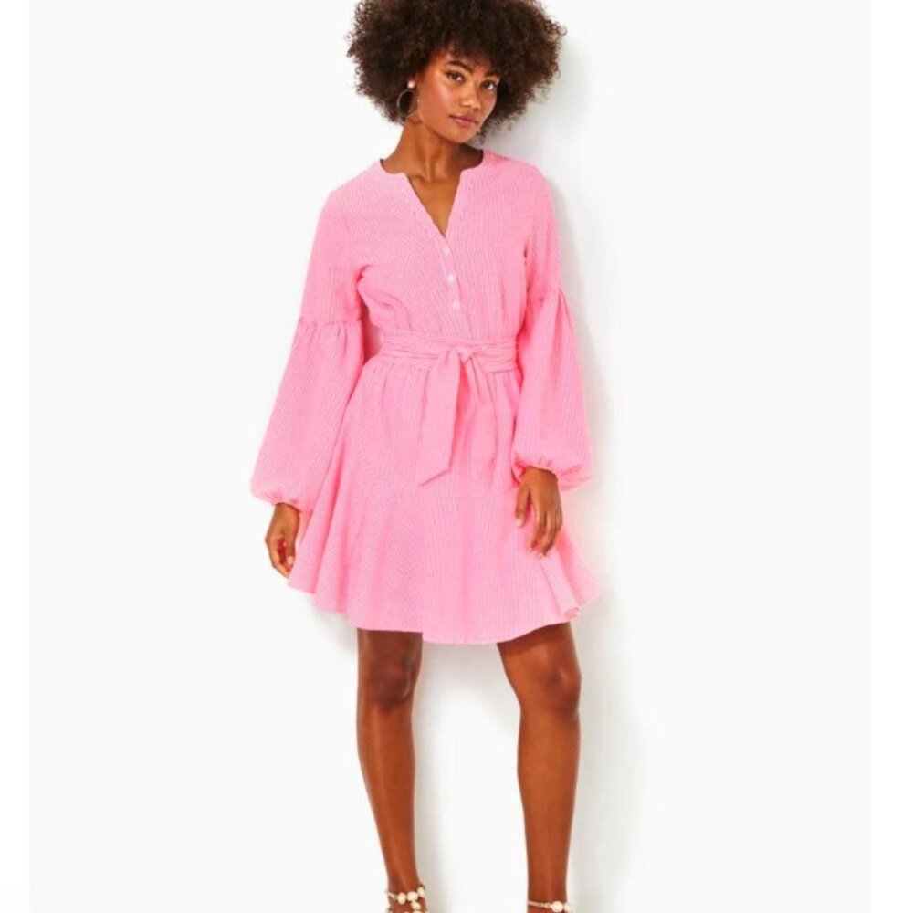NWT Lilly Pulitzer Carla Long Sleeve Harbor Stripe Roxie Pink SZ 6 $198